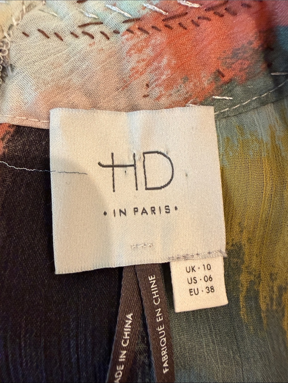 Anthropologie HD in Paris Beaded Brushstroke Chiffon Swing Shift Dress Size 6 - Picture 3 of 13